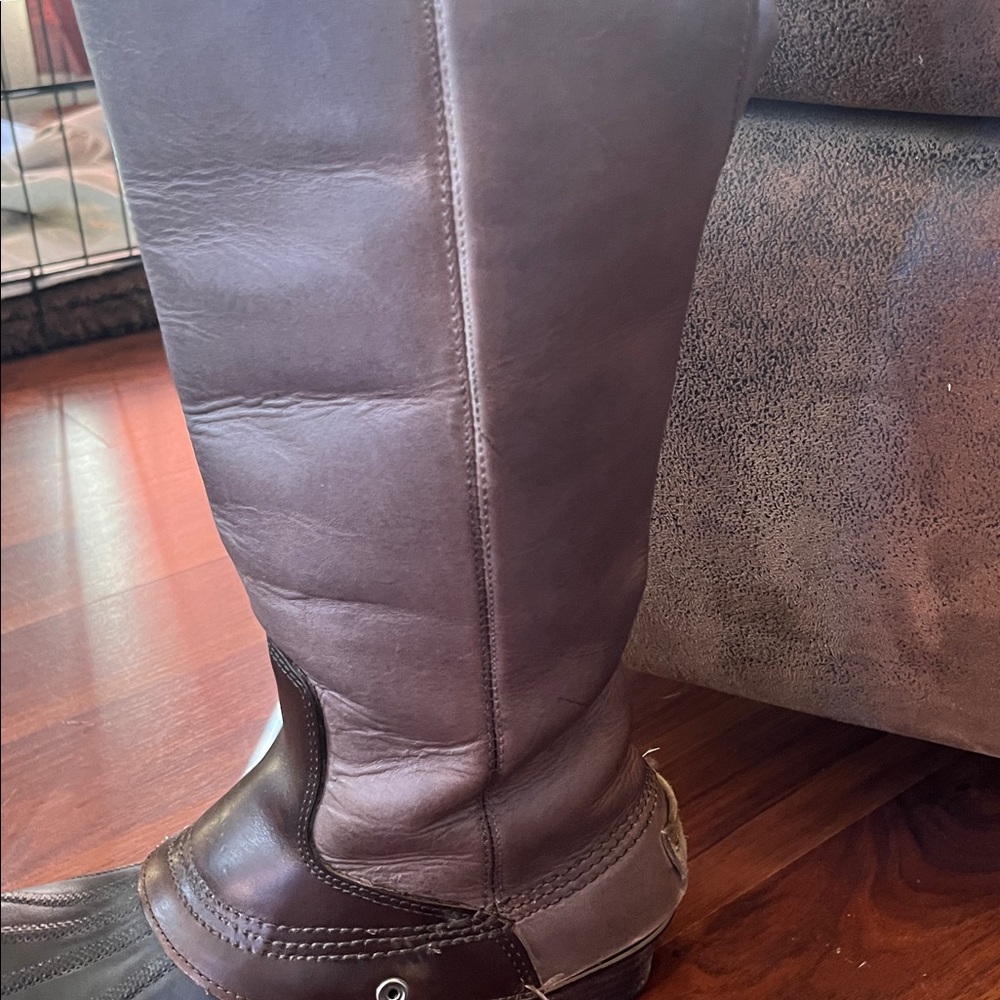 Sorel Dark Brown with Gray Leather Slimpack Tall Boots - Picture 8 of 13